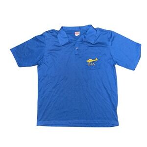 Vintage Hartwell EAA Casselton Regional Fly-In Polo Shirt Blue XL Made in USA